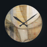 Rough Textured Earth Tone Painting Round Clock<br><div class="desc">A Vision Studio creation,  this rough textured earth tone painting is full of autumnal colours. Cream,  brown and tan are cut into different shapes by thick lines. Personalize a Zazzle product with this great print today!</div>