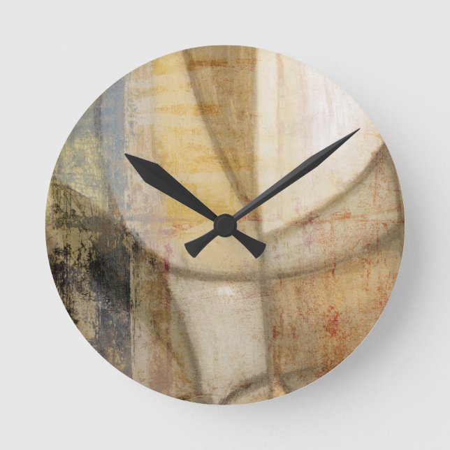 Rough Textured Earth Tone Painting Round Clock (Front)