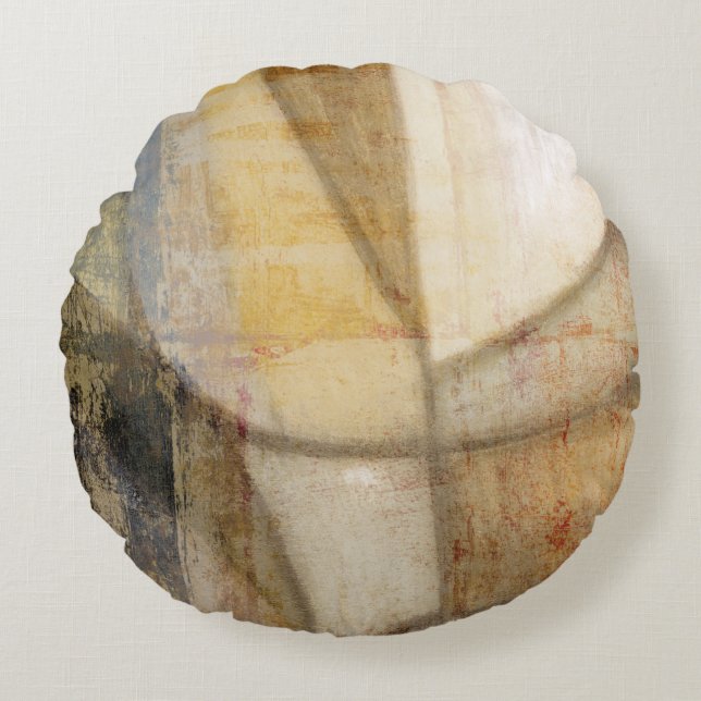 Rough Textured Earth Tone Painting Round Pillow (Front)