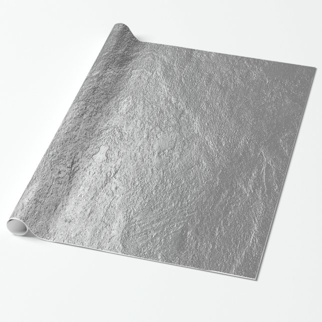 Rough Textured Silver Pewter Stone Wrapping Paper (Unrolled)