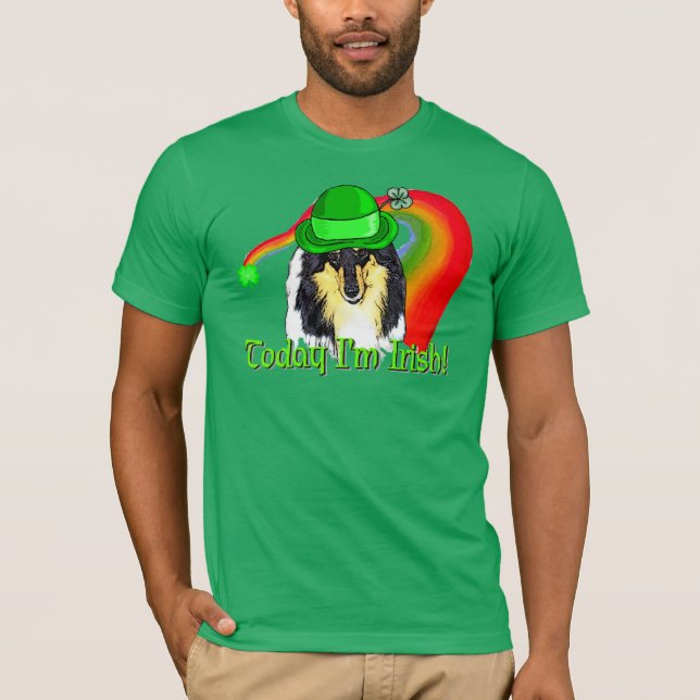 Rough Tri Collie Saint Patricks T-Shirt (Front)