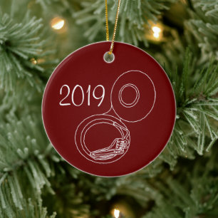 Rough Tuba Drawing Ceramic Ornament