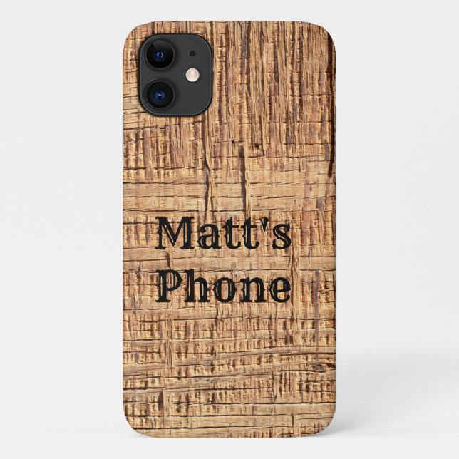 Rough Wood Grain Custom Text Phone Case (Back)