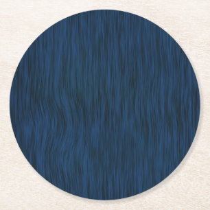 Rough Wood Grain Look Background Deep Blue Round Paper Coaster