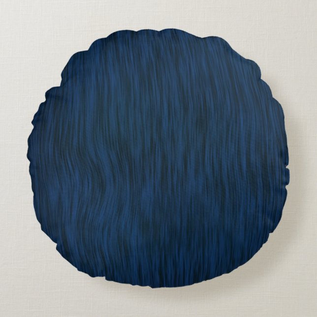 Rough Wood Grain Look Background Deep Blue Round Pillow (Front)