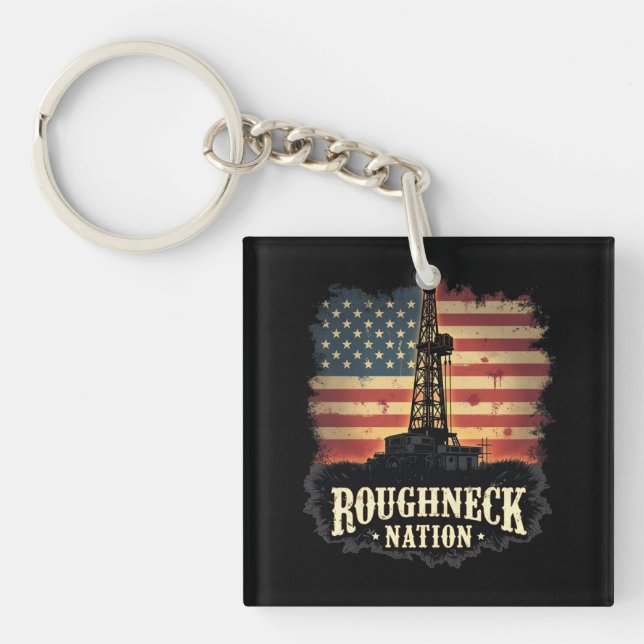 Roughneck Nation Oilfield American Worker Keychain (Front)