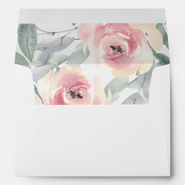 Rougissent la carte rose des enveloppes florales (Dos (Bas))