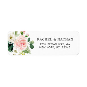 Rougissent l'adresse florale d'aquarelle blanche