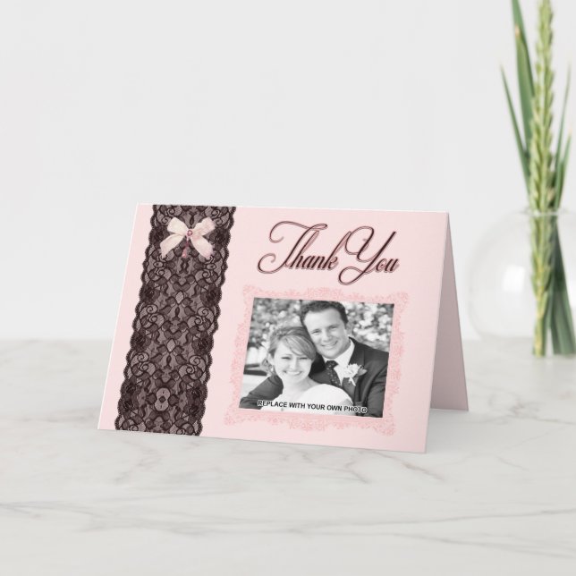 Rougissent le carte de remerciements de mariage de (Devant)