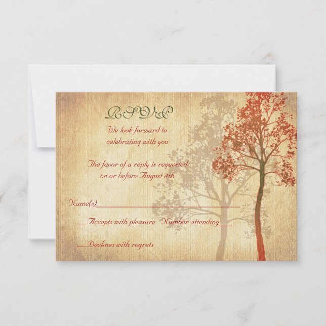 Rouille Automne Arbre d'automne Mariage RSVP Carte (Devant)
