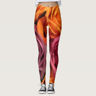 Rouille Orange violet Rose Leggings floraux