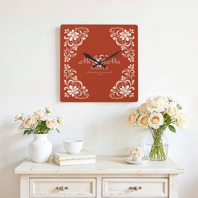 Rouille rouge romantique M & Mme Mariage Horloge m (Créateur téléchargé)