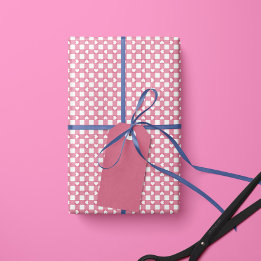 Rouleau de papier cadeau à carreaux prépa rose ave