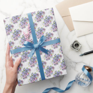 Rouleau de papier cadeau - Fleurs lavande et rose