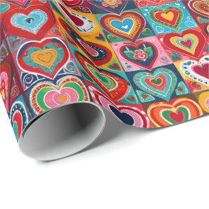 Rouleau de papier cadeau Happy Hearts pour toutes