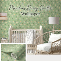 Rouleau de papier peint vert sauge Daisy Sage Mead