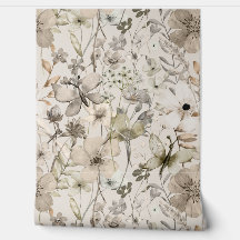 Rouleaux de papier peint beige paradis des fleurs