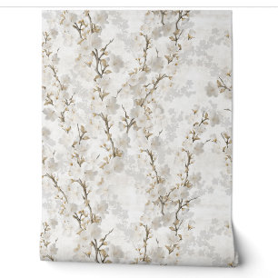 Rouleaux de papier peint doux crem à fleurs de cer