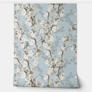 Rouleaux de papier peint doux pastel bleu à fleurs
