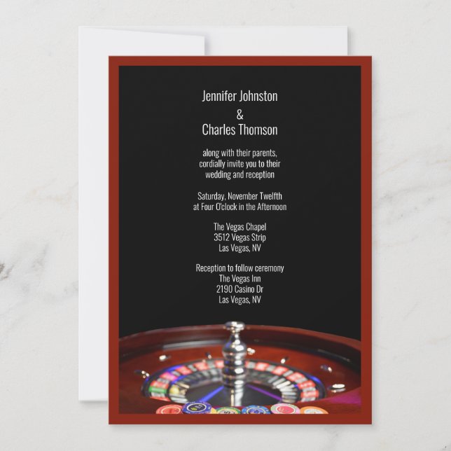 Roulette Casino Faire-part de mariage (Devant)