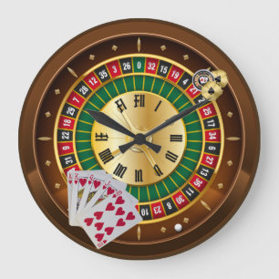 roulette roue et cartes horloge murale