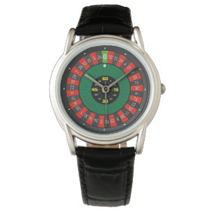 roulette roue noir montre en cuir