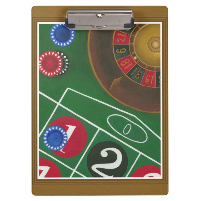 Roulette Table with Chips and Wheel Clipboard (Front)