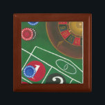Roulette Table with Chips and Wheel Gift Box<br><div class="desc">The spinning wheel holds all the power on the roulette table, but the power of this painting is in the lifelike depiction of a casino scene. The green of the felt and the colour of the chips puts you at the table, waiting on your bet to pay off. Be sure...</div>