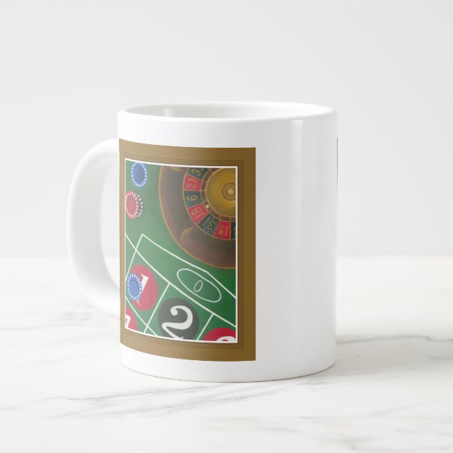 Roulette Table with Chips and Wheel Large Coffee Mug (Front Left)