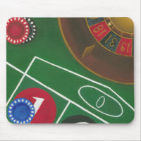 Roulette Table with Chips and Wheel