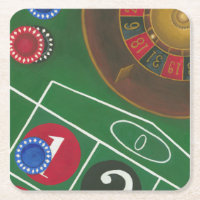 Roulette Table with Chips and Wheel