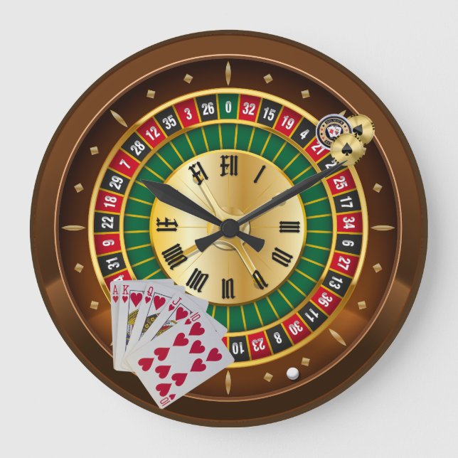 roulette wheel and cards wall clock (Front)