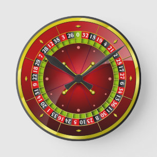 Roulette Wheel Red Round Clock