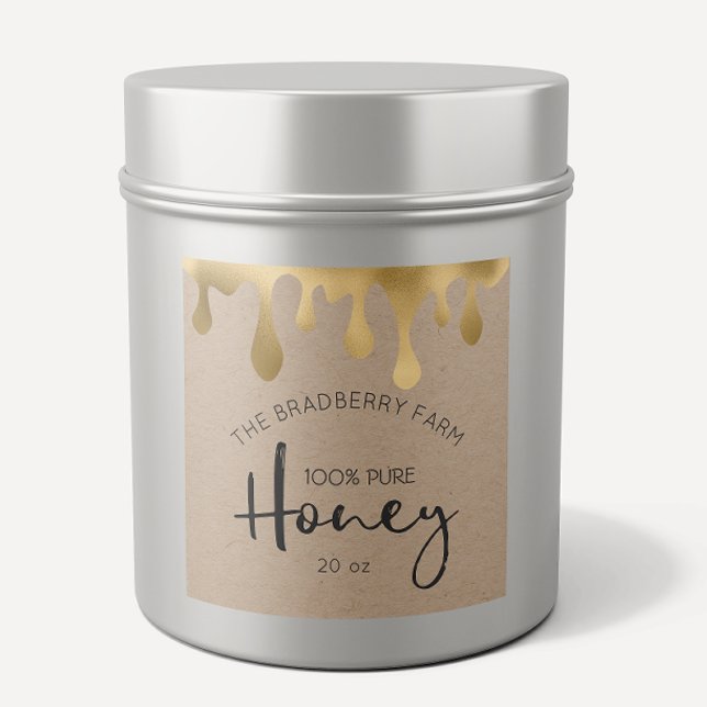 Roulettes d'or 100% Pure Miel Jar Kraft Étiquettes (Créateur téléchargé)