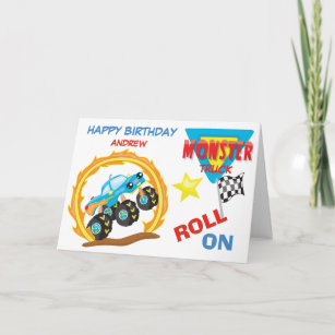 Roulez sur Blue Monster Truck Carte d'anniversaire