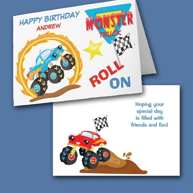 Roulez sur Blue Monster Truck Carte d'anniversaire (Créateur téléchargé)