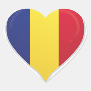 Roumanie amour drapeau orgueil autocollant coeur