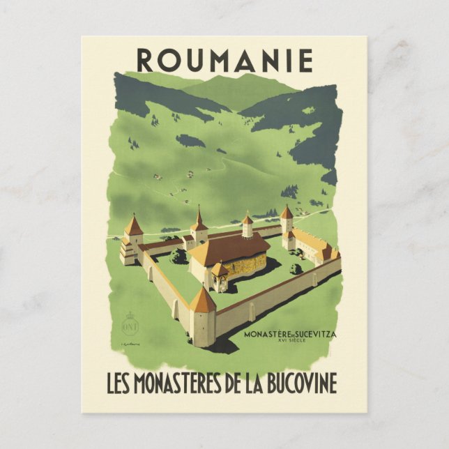 Roumanie Romania Vintage Poster 1930s Postcard (Front)