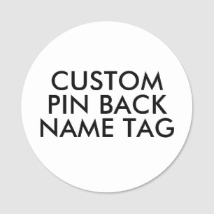 ROUND 3" Pin Back Custom Name Tag Blank Template