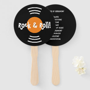 Round 60s rock and roll wedding ceremony program hand fan
