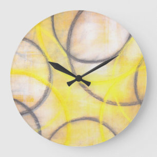 'Round About' Grey and Yellow Abstract Art Clock