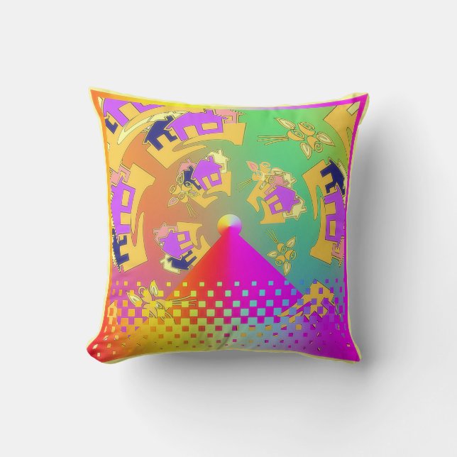 Round About Houses Square Throw Pillow (Front)