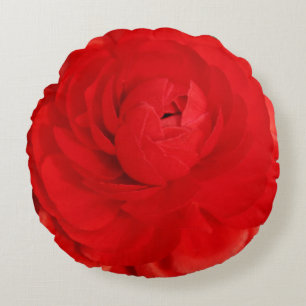 Round Accent Pillow Red Rose