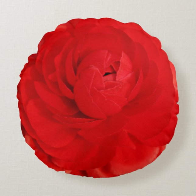 Round Accent Pillow Red Rose (Front)
