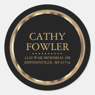 Round Address Gold and Black Labels