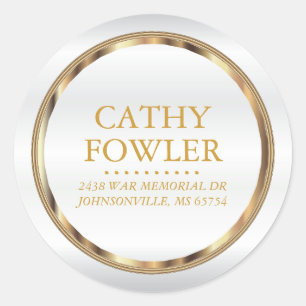 Round Address Gold and White Labels