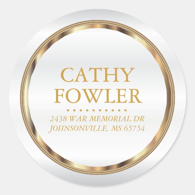 Round Address Gold and White Labels (Front)