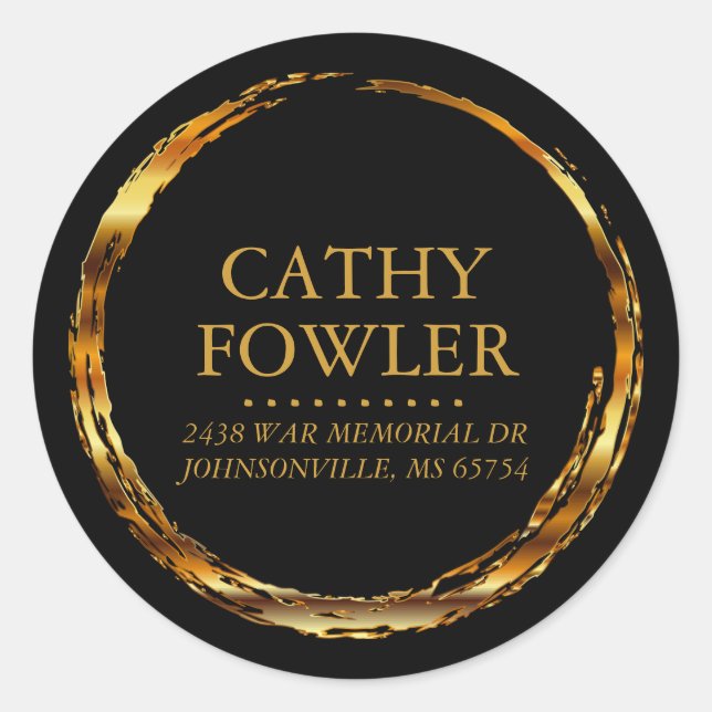 Round Address Grungy Gold et Black Étiquettes (Devant)