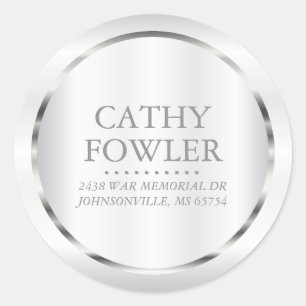 Round Address Silver and White Labels