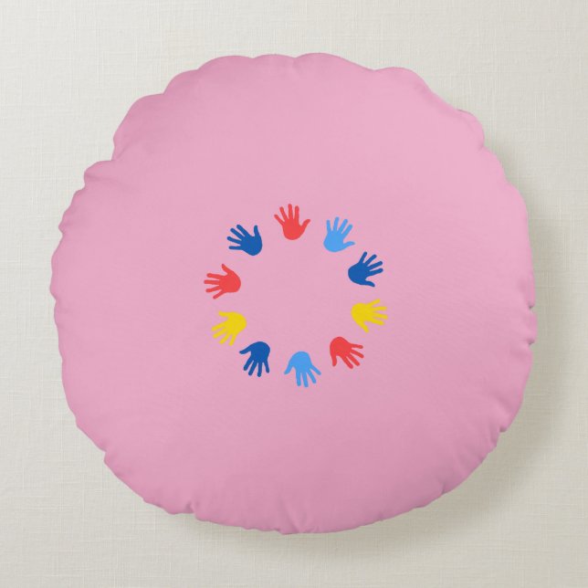 Round Almofada (40.64cm) Hands Round Pillow (Front)
